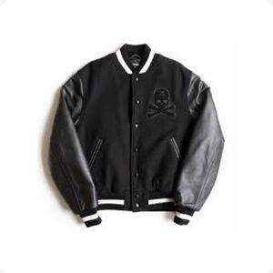 Mastermind Japan Black Bomber Jacket with Skull Motif. X stussy skull varsity ja